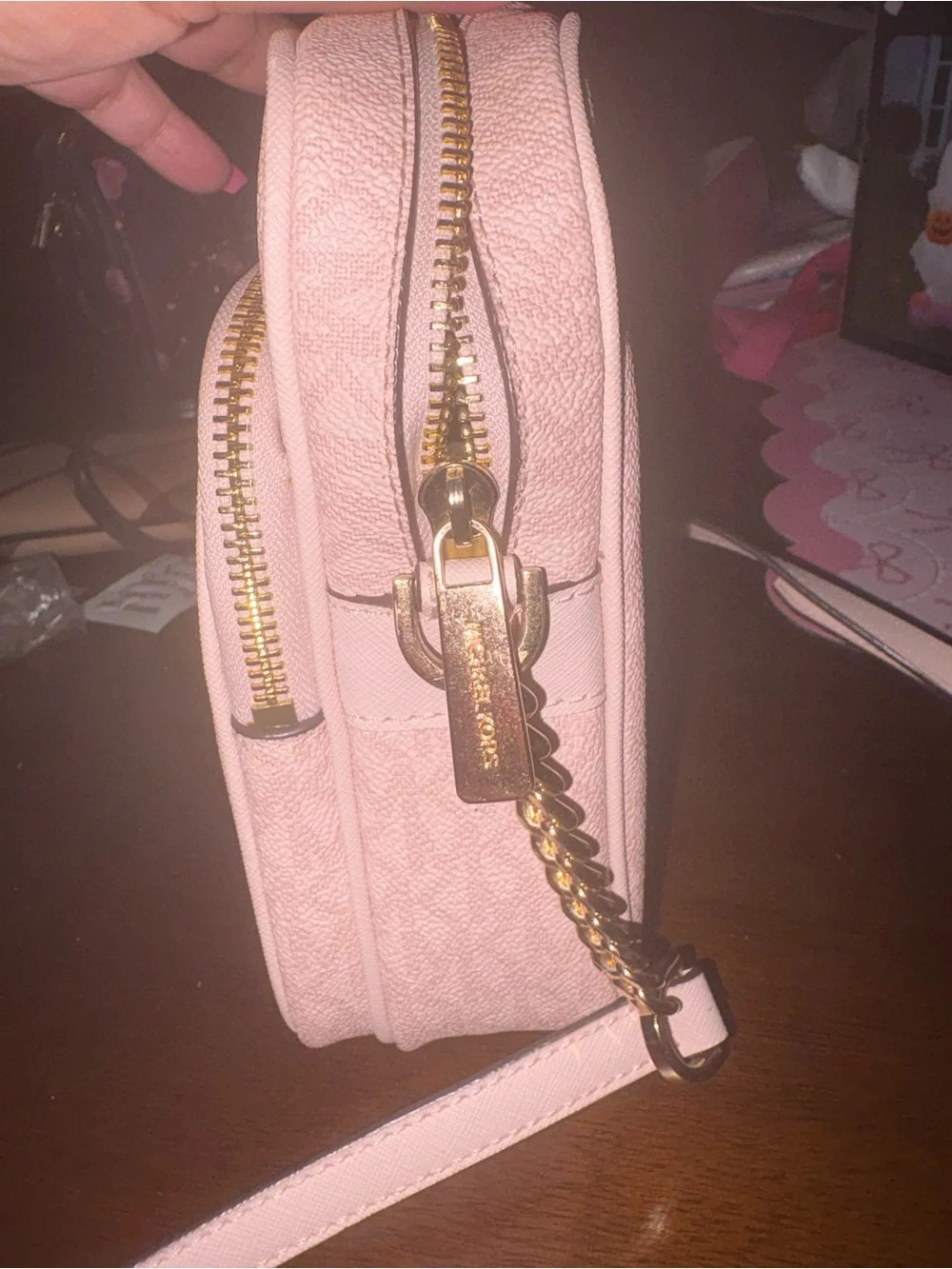 Michael Kors Blush Pink Crossbody Phone Bag with Gold Hardware